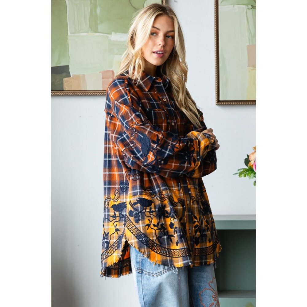 Oli & Hali Emberloom Embroidered Mineral Wash Button Down NEW Size Various - Picture 4 of 7